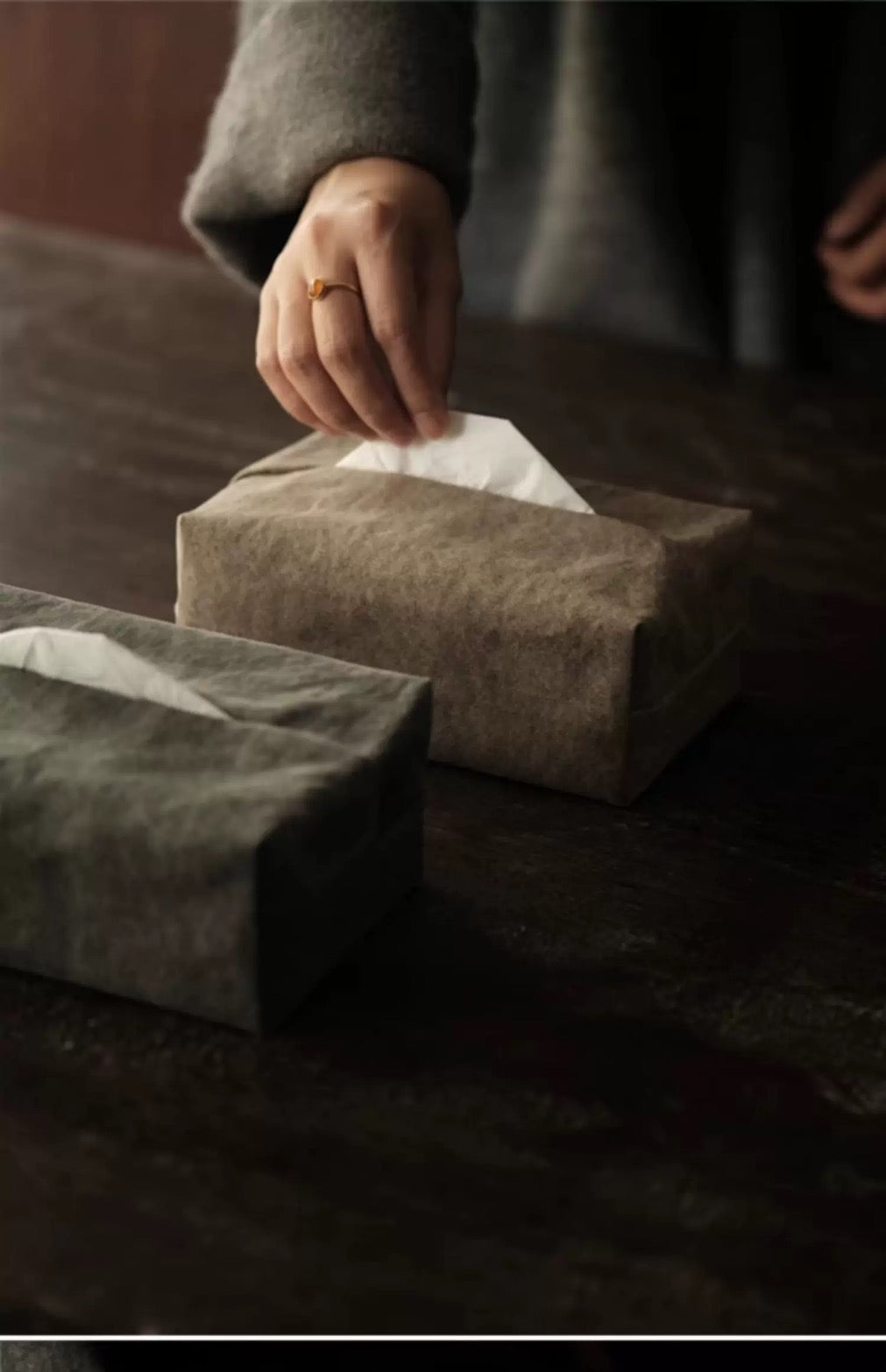 Handmade cotton paper bag tissue box non-legacy Chinese retro old-fashioned cloth tea ceremony dedicated