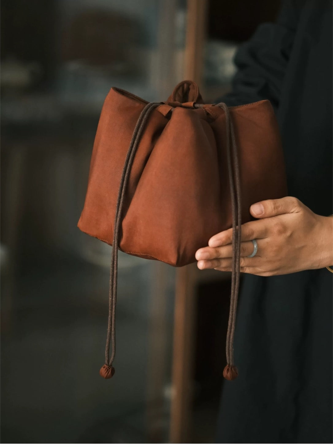 Pure handmade cloth red cloud yarn one pot four cups bag teapot tea bag portable travel teacup tea set storage bag