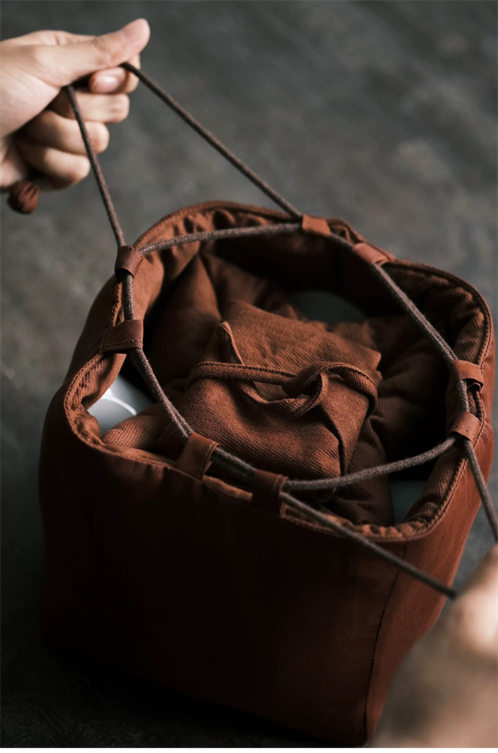 Pure handmade cloth red cloud yarn one pot four cups bag teapot tea bag portable travel teacup tea set storage bag