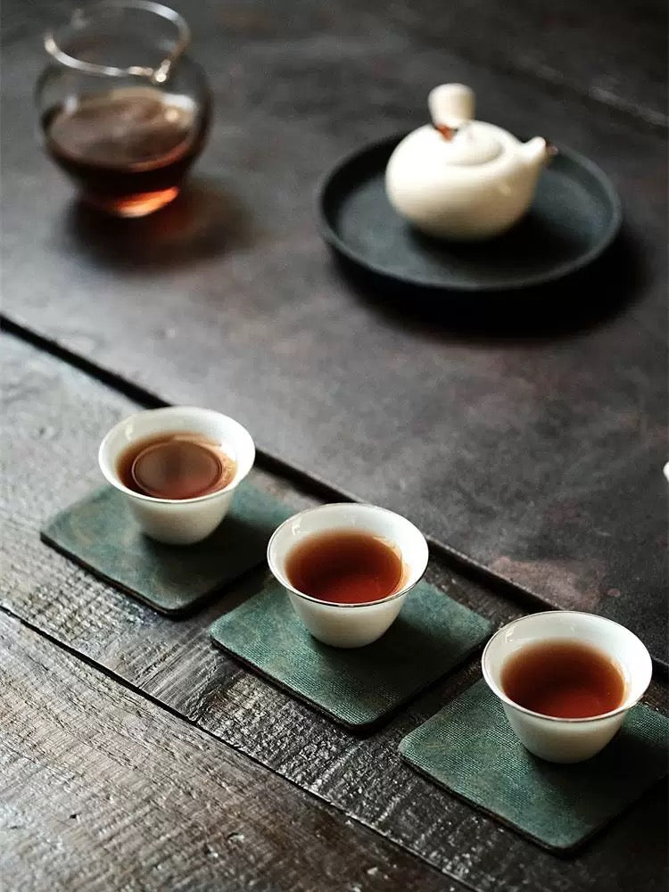 Handmade non-legacy fabric plaid Xiangyun yarn silk handmade retro coaster fabric tea mat tea tray insulation pad