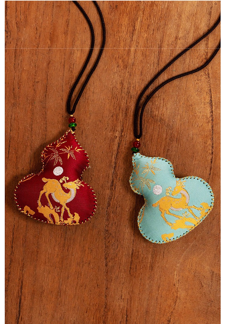 Intangible Cultural Heritage Dragon Boat Festival Mugwort Gourd Pendant Sachet Material Package, DIY Material Package