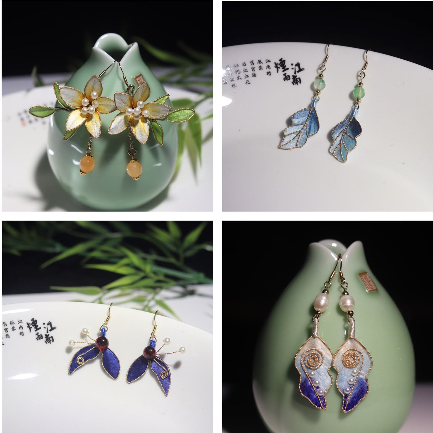 Intangible cultural heritage handmade velvet flower jewelry, earrings, unique