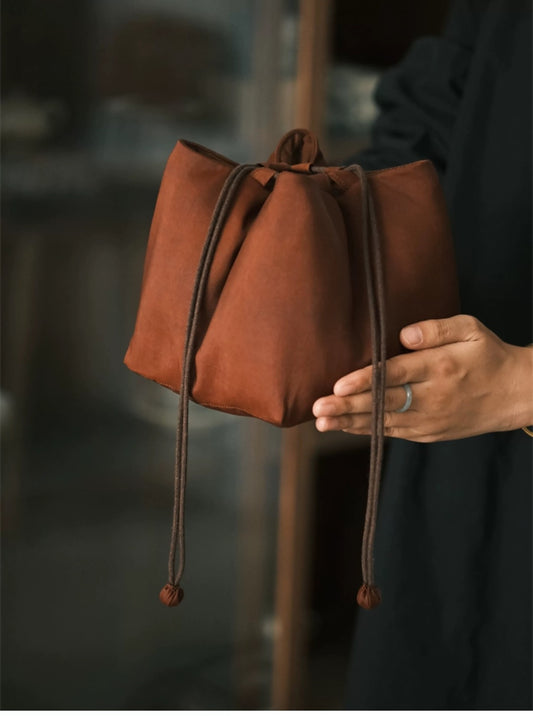 Pure handmade cloth red cloud yarn one pot four cups bag teapot tea bag portable travel teacup tea set storage bag