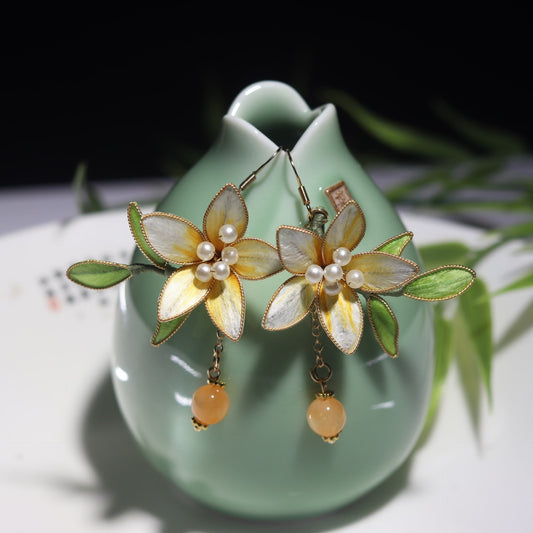 Intangible cultural heritage handmade velvet flower jewelry, earrings, unique